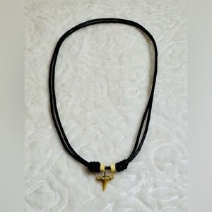 Shark Tooth Black Cord Necklace